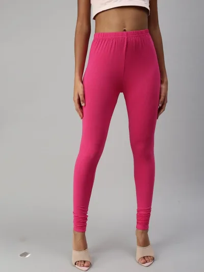 Cotton Lycra   Prisma Bottle Green Churidar Leggings.